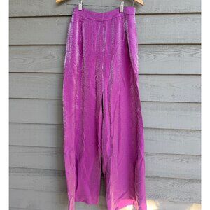 Maeve Anthropologie Metallic Pink Wide-Leg Pants 8T NWOT Shimmer Trousers